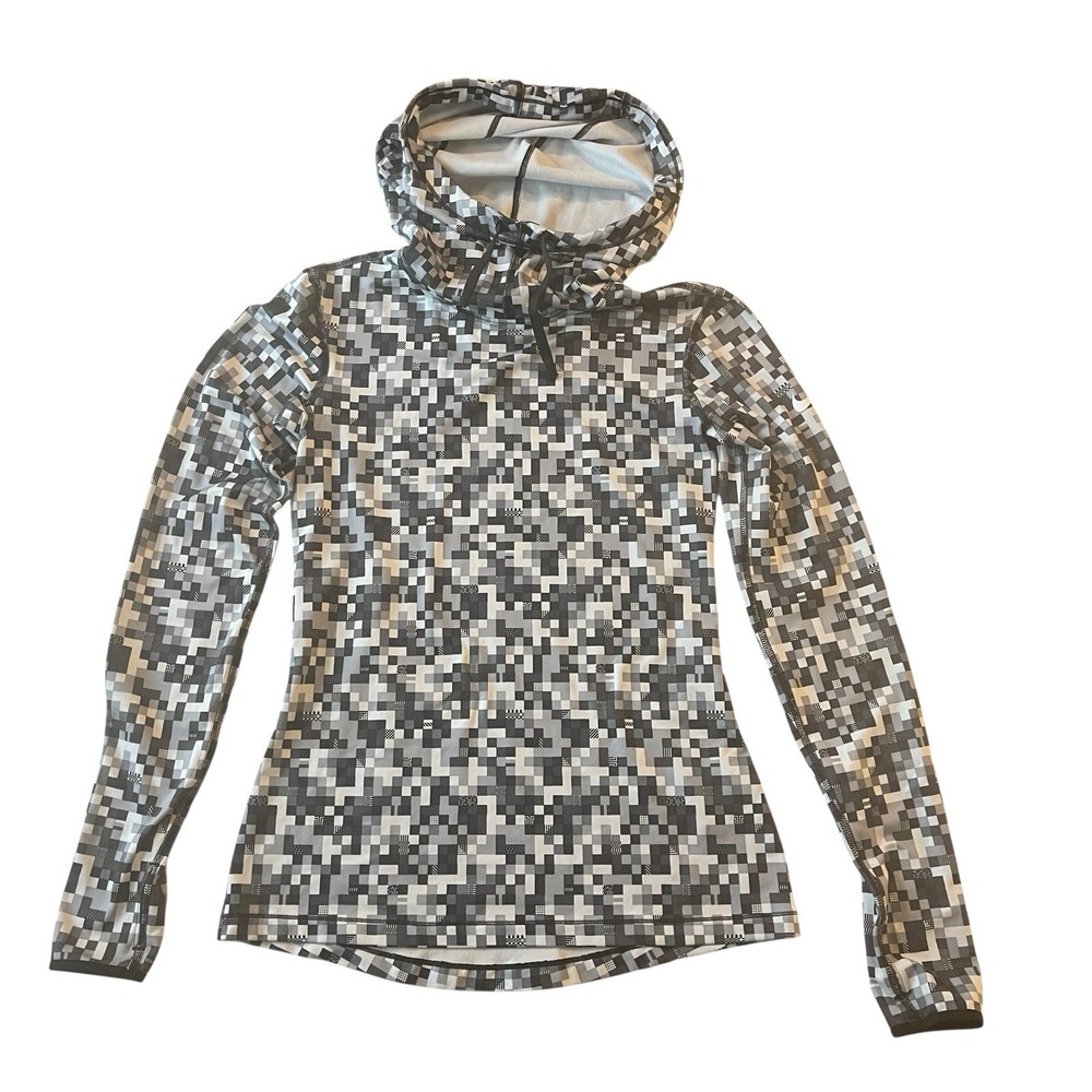 Nike Pro Women's Size S Sweatshirt‎ Cowl Neck Black White Digital Camo Athletic